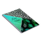 Glitterie Aquamarin tropische Leopardrucke Notizblock (Rechte Seite)