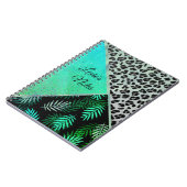 Glitterie Aquamarin tropische Leopardrucke Notizblock (Linke Seite)