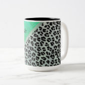 Glitterie Aquamarin tropische Leopardrucke Zweifarbige Tasse (VorderseiteRechts)