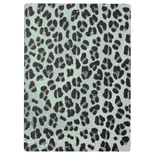 Glitterie Aquamarin tropischen Leopard Druck Perso Klemmbrett (Rückseite)