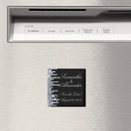 Glitterie Black/Silver Glamour Save the Date Magnet (In Situ (Geschirrspüler))