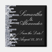 Glitterie Black/Silver Glamour Save the Date Magnet (Vorne)
