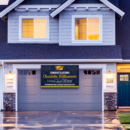 Glitterie Blauer und Gelber Abschluss Banner