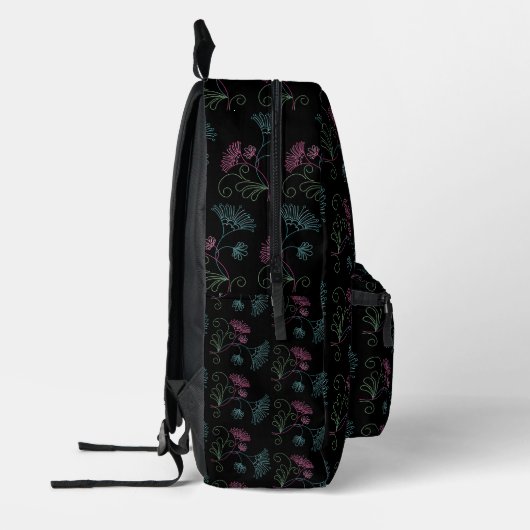 Glitterie-Blume-Design auf schwarz Bedruckter Rucksack (Links)