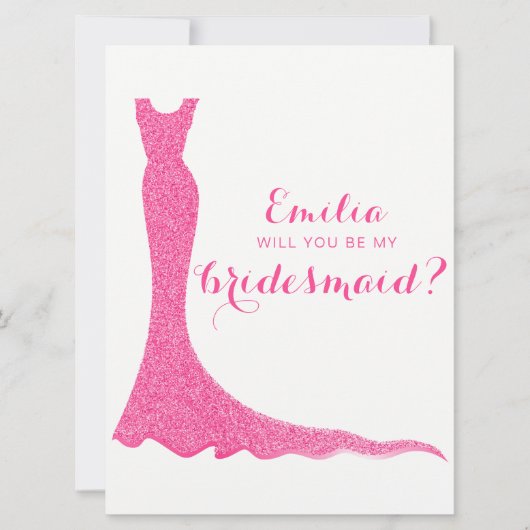 Glitterie-Brautkleid Einladung (Vorderseite)