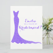 Glitterie-Brautkleid Einladung (Stehend Vorderseite)