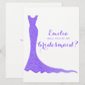 Glitterie-Brautkleid Einladung (Vorne/Hinten)