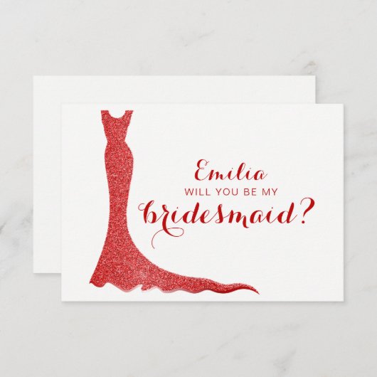 Glitterie-Brautkleid Einladung (Vorne/Hinten)