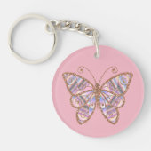 Glitterie Butterfly Personalisiert Pink Schlüsselk Schlüsselanhänger (Vorderseite)
