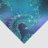 Glitterie Fische und Blume auf blauem Dekoupage Seidenpapier (Detail)