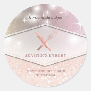 Glitterie Funkeln Button & Whisk Koch Bäckerei Runder Aufkleber