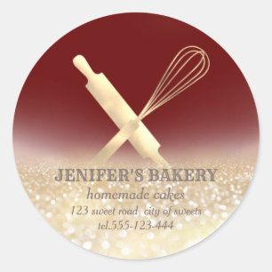 Glitterie Funkeln Button & Whisk Koch Bäckerei Runder Aufkleber