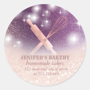 Glitterie Funkeln Button & Whisk Koch Bäckerei Runder Aufkleber