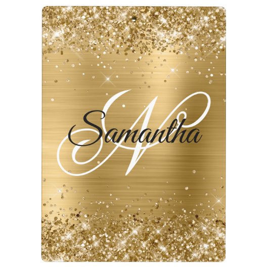 Glitterie Gold Extravagant Monogram Klemmbrett (Rückseite)