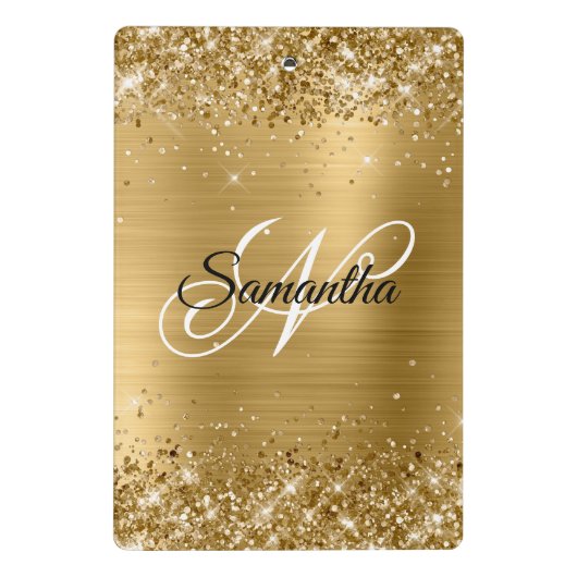Glitterie Gold Extravagant Monogram Mini Klemmbrett (Rückseite)