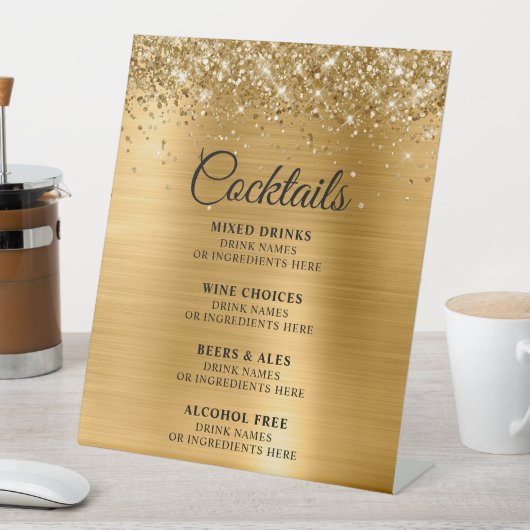 Glitterie Gold Foil Cocktails Bar Menu Sockelschild (In Situ)