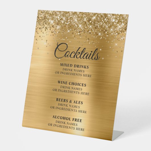Glitterie Gold Foil Cocktails Bar Menu Sockelschild (Vorderseite)