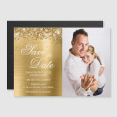 Glitterie Gold Foil Foto Save the Date Magneteinladung (Vorne/Hinten)
