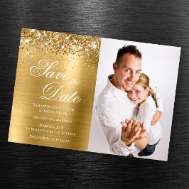 Glitterie Gold Foil Foto Save the Date Magneteinladung