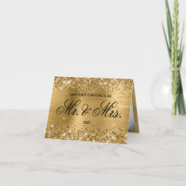 Glitterie Gold Foil Foto Unser erstes Weihnachtsfe Feiertagskarte