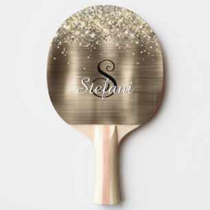 Glitterie Gold Foil Imitate Glitzer Monogram Tischtennis Schläger