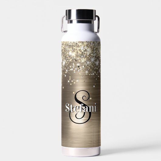 Glitterie Gold Foil Imitate Glitzer Monogram Trinkflasche (Vorne)