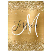 Glitterie Gold Foil Schwarz und Weiß Monogram Klemmbrett (Rückseite)