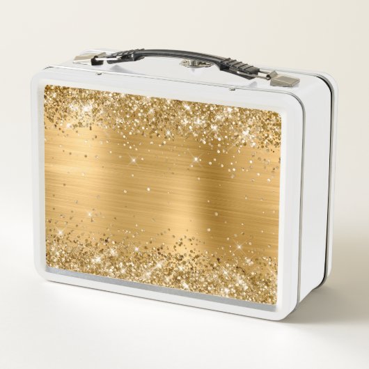 Glitterie Gold Foil Schwarz und Weiß Monogram Metall Brotdose (Rückseite)