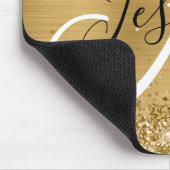 Glitterie Gold Foil Schwarz und Weiß Monogram Mousepad (Ecke)