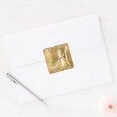 Glitterie Gold Foil Schwarz und Weiß Monogram Quadratischer Aufkleber (Umschlag)