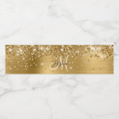 Glitterie Gold Foil Schwarz und Weiß Monogram Wasserflaschenetikett (Einzelnes Label)