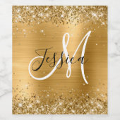 Glitterie Gold Foil Schwarz und Weiß Monogram Weinetikett (Einzelnes Label)