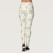 Glitterie Gold Fossil Weihnachten Schneeflocken Mu Leggings (Rückseite)