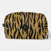 Glitterie Gold, Schwarz Zebra Muster Monogram Waschbeutel (Vorderseite)