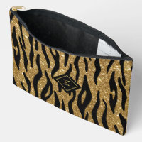Glitterie Gold, Schwarz Zebra Muster Monogram