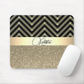 Glitterie Gold und Schwarz Zickzack Personalisiert Mousepad (Mit Mouse)