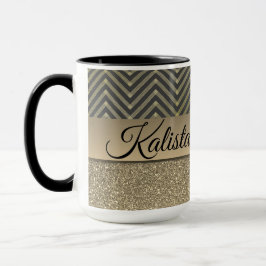 Glitterie Gold und Schwarz Zickzack Tasse