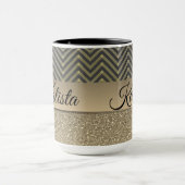 Glitterie Gold und Schwarz Zickzack Tasse (Zentrum)