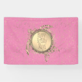 Glitterie Goldschildkröte auf Rosa Geburtstag Pers Banner (Horizontal)