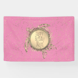 Glitterie Goldschildkröte auf Rosa Geburtstag Pers Banner