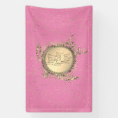 Glitterie Goldschildkröte auf Rosa Geburtstag Pers Banner (Vertikal)