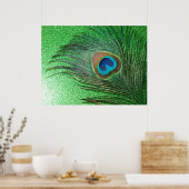 Glitterie Green Peacock Feather Still Life Poster (Küche)