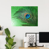Glitterie Green Peacock Feather Still Life Poster (Heimbüro)