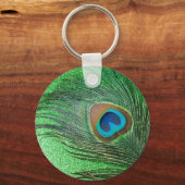 Glitterie Green Peacock Feather Still Life Schlüsselanhänger (Vorderseite)