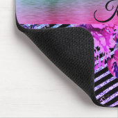 Glitterie Hot Pink und Aquamarine Blüte Mousepad (Ecke)