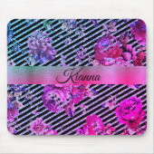 Glitterie Hot Pink und Aquamarine Blüte Mousepad (Vorne)