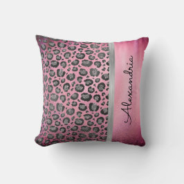 Glitterie Leopard Print auf Hot Pink Personalisier Kissen