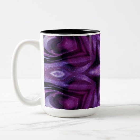 Glitterie Lila Kaleidoskop Herz Gradient Zweifarbige Tasse (Links)