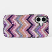 Glitterie lila und rosa Zickzackmuster iPhone 16 Hülle (Rückseite (Horizontal))