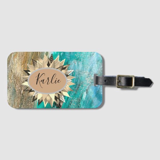 Glitterie Moderne Personalisierte Abstrakte Gepäck Gepäckanhänger (Vorderseite (Horizontal))